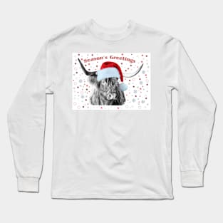 Highland Cow Christmas Greetings Long Sleeve T-Shirt